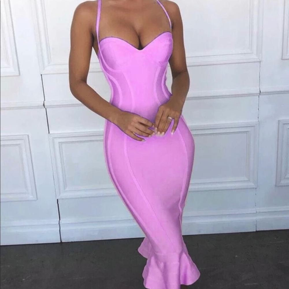 Mermaid Hem Bodycon Cami Midi Bandage Dress